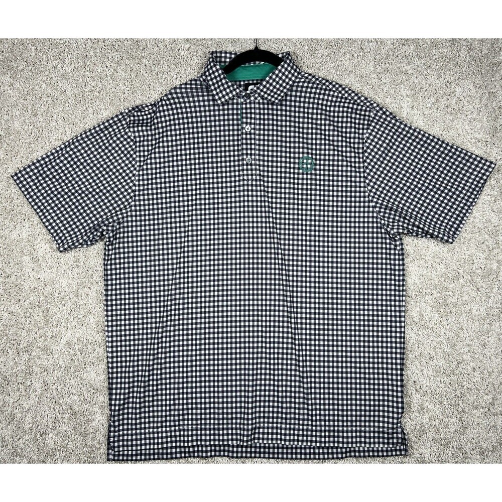 FootJoy FJ Golf Polo Shirt Mens XL Black White Checkered Stretch PerformancePolo